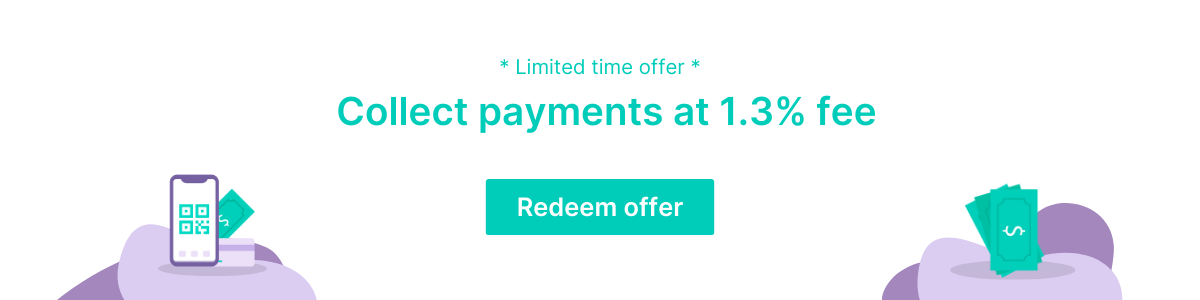 Collect payments at 1.3% fee! 