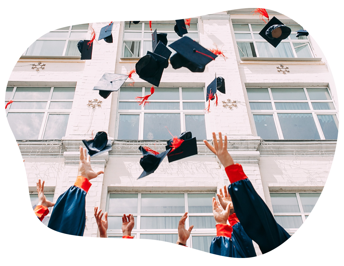 Graduation — Tossing motarboards in the air after graduation