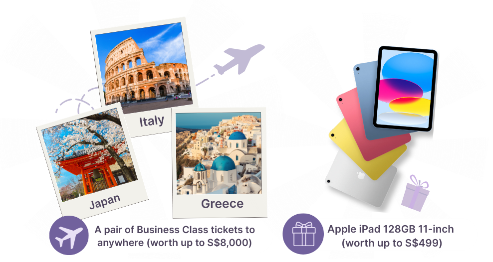 Pay home expenses or refer to win business class tickets or Apple iPad