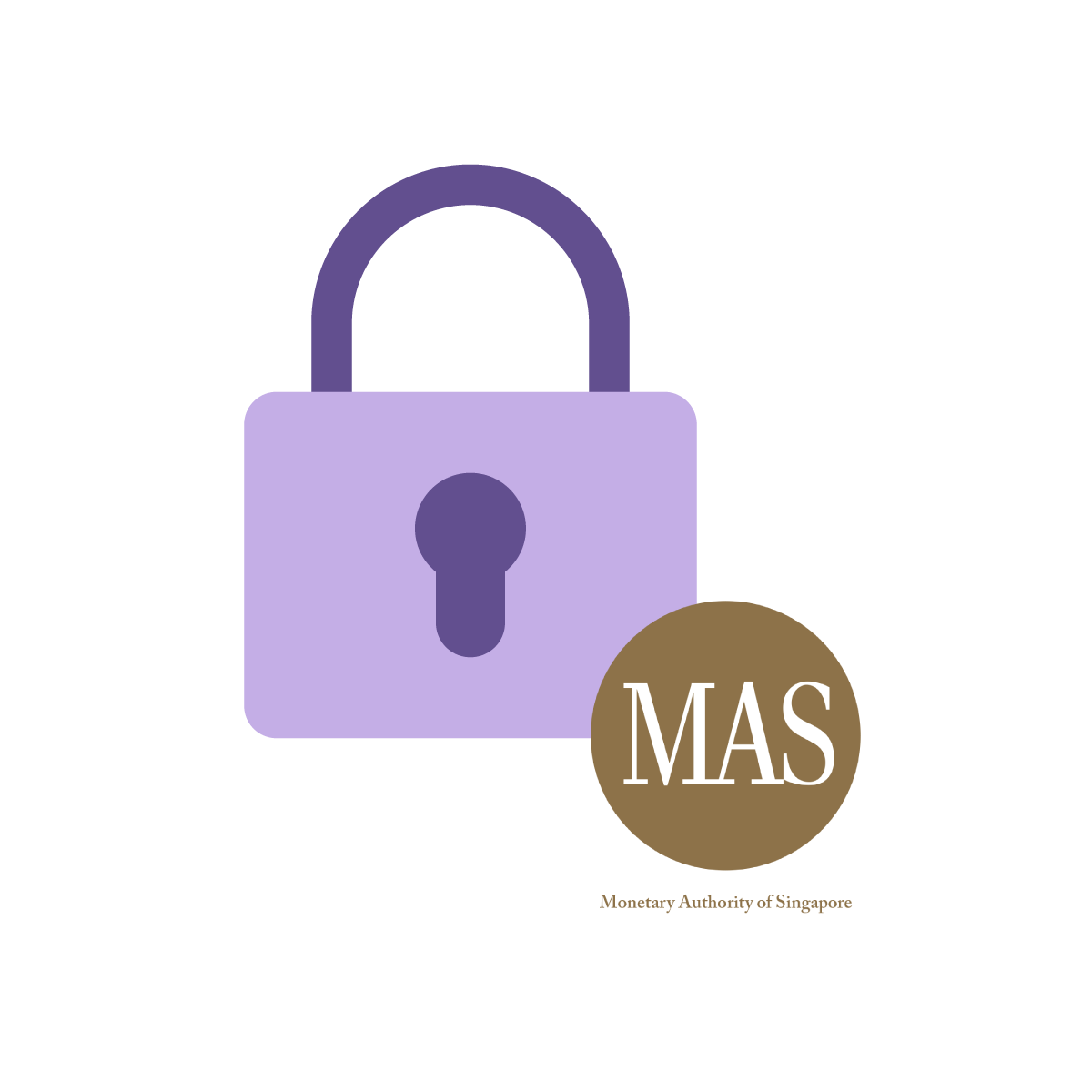 Icon of lock and MAS logo