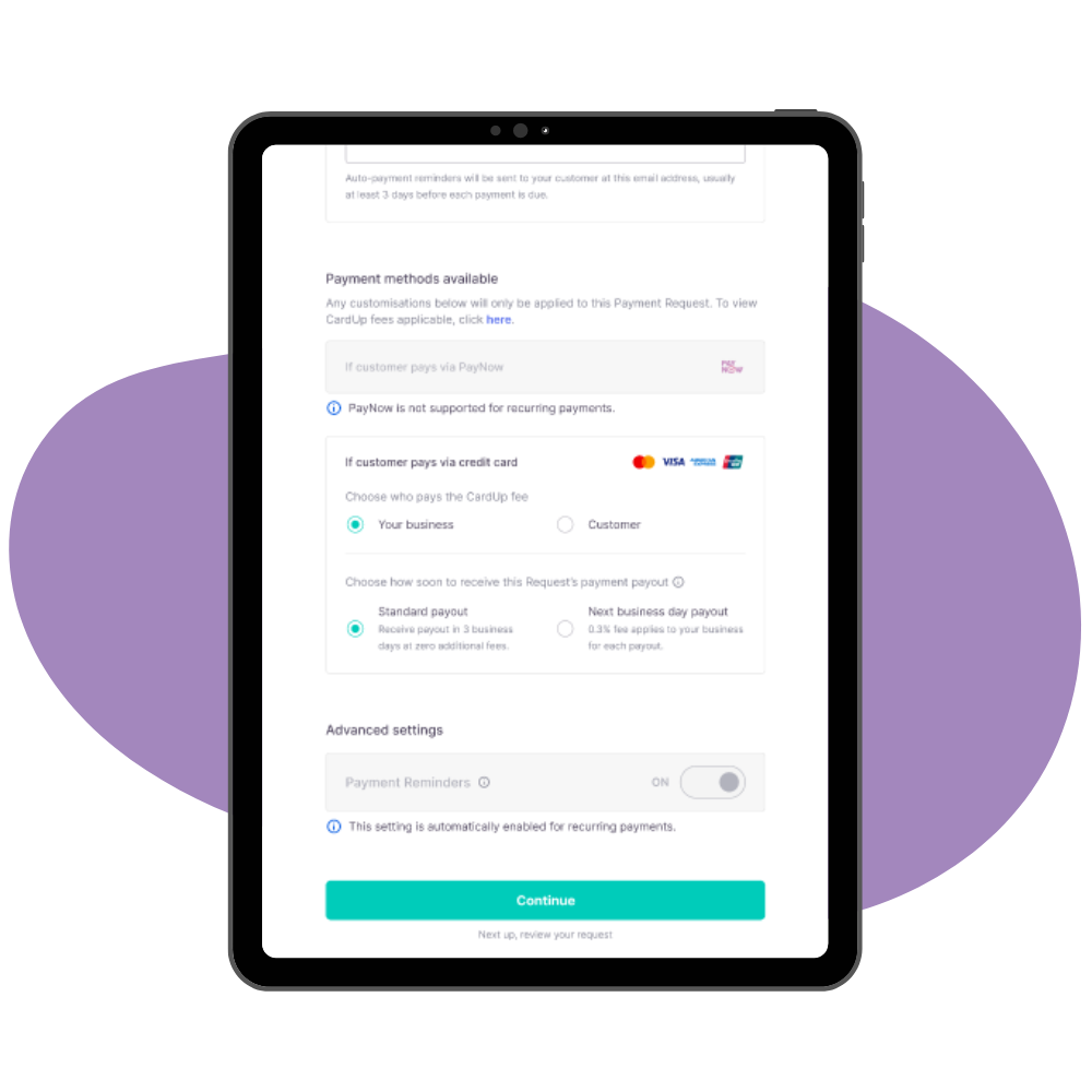 Next day payout on CardUp