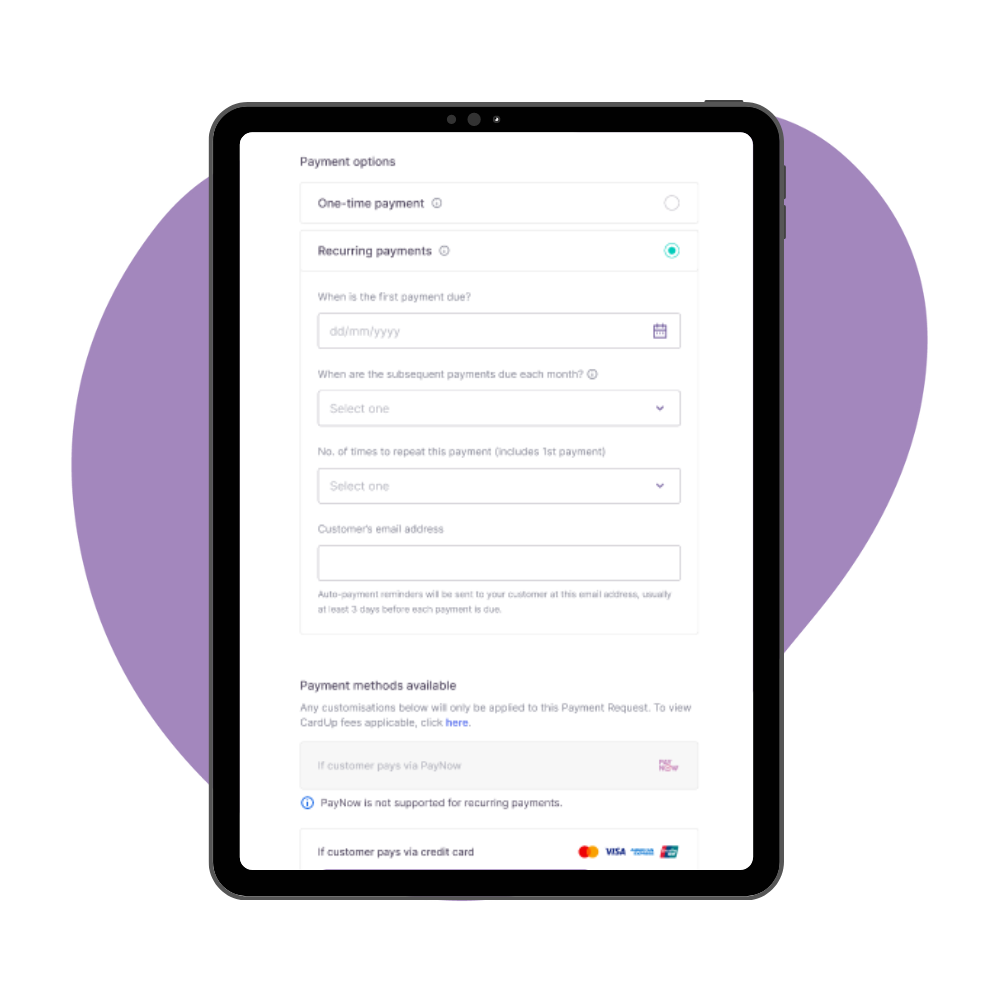 Recurring payments on CardUp