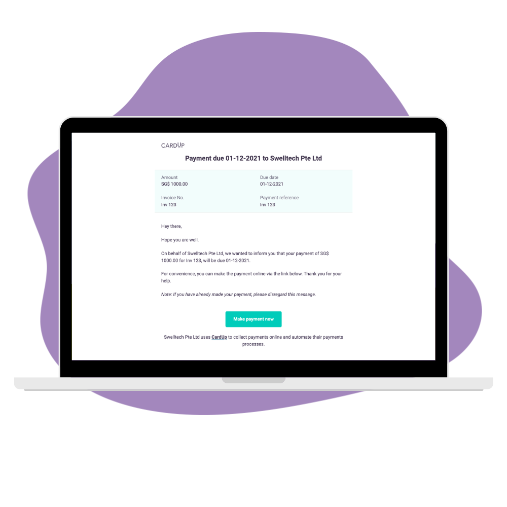 Payment reminders on CardUp